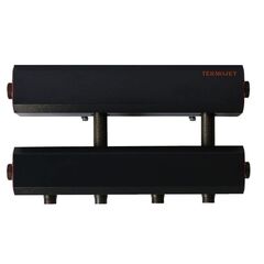 Коллектор Termojet  К22Н125(240) 2 + 1 контуров вниз, с изоляцией, Межосевое расстояние (мм): 240, Комплектация: Без гидрострелки, Изоляция: Да, Количество выходов: 2+1, Выходы контуров: Вниз, Диаметр подключения: 1 1/4" -  - obigriv