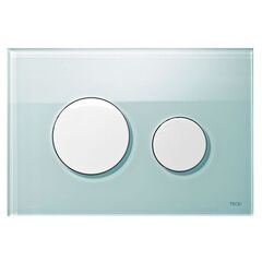 Панель смыва для унитаза TECEloop, стекло зеленое, кнопки белые, Материал: Стекло, Тип установки: Инсталяция, Цвет: Зелёный-Белый -  - obigriv