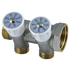 Коллектор вентильный Rbm 2 выхода 1-1/2, Количество выходов: 2, Тип коллектора: С вентилем, Диаметр вход/выход: 1", Диаметр подводов (контуров): 1/2" -  - obigriv