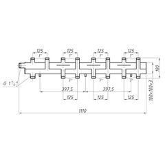 Коллектор Termojet К41В125 4 + 2 контуров вверх/вниз, без изоляции, Межосевое расстояние (мм): Одинарный, Комплектация: Без гидрострелки, Изоляция: Нет, Количество выходов: 4+2, Выходы контуров: Вверх/вниз, Диаметр подключения: 1 1/4" -  - obigriv