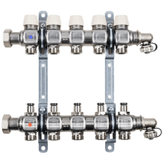Колектор Kermi x-net FX-2 с термоклапанами, Кількість виходів: 2, Тип колектора: З термоклапанами, Діаметр вхід/вихід: 1", Діаметр підведень (контурів): 3/4" -  - obigriv
