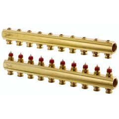 Коллектор Danfoss FHF-12 без расходомера 12+12, Количество выходов: 12, Тип коллектора: С термоклапанами, Диаметр вход/выход: 1", Диаметр подводов (контуров): 3/4" -  - obigriv