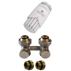 Комплект радиаторный прямой никелированный Schlosser 3/4x3/4 + 2 1/2x3/4, Исполнение: Прямой, Цвет: Никелированный -  - obigriv