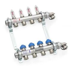 Колектор Rehau HKV-D 03 (Edelstahl) з нержавійки, Кількість виходів: 3, Тип колектора: З витратомірами, Діаметр вхід/вихід: 1", Діаметр підведень (контурів): 3/4" -  - obigriv