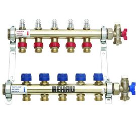 Коллектор Rehau HKV-D с расходомерами 5 контуров, Количество выходов: 5, Тип коллектора: С расходомерами, Диаметр вход/выход: 1", Диаметр подводов (контуров): 3/4" -  - obigriv