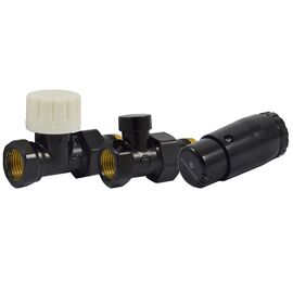 Комплект термостатический Schlosser Standard Mini, прямой, чёрный -  - obigriv