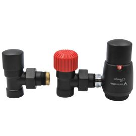 Термостатический радиаторный комплект Vario Term Royal, угловой, чёрный мат -  - obigriv