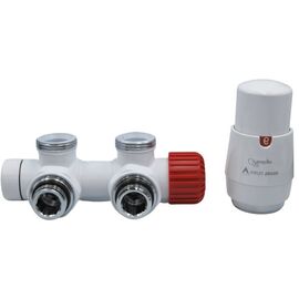 Термостатичний радіаторний комплект Vario Term Twins, кутовий, правий, білий -  - obigriv