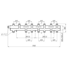 Коллектор Termojet К41В125 4 + 2 контуров вверх/вниз, без изоляции, Межосевое расстояние (мм): Одинарный, Комплектация: Без гидрострелки, Изоляция: Нет, Количество выходов: 4+2, Выходы контуров: Вверх/вниз, Диаметр подключения: 1 1/4" -  - obigriv
