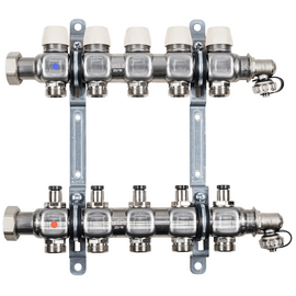 Коллектор Kermi X-net FX-2 с термоклапанами, Количество выходов: 2, Тип коллектора: С термоклапанами, Диаметр вход/выход: 1", Диаметр подводов (контуров): 3/4" -  - obigriv