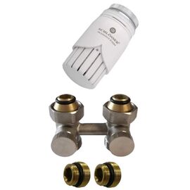 Комплект радиаторный угловой никелированный Schlosser 3/4x3/4 + 2 1/2x3/4, Исполнение: Угловой, Цвет: Никелированный -  - obigriv