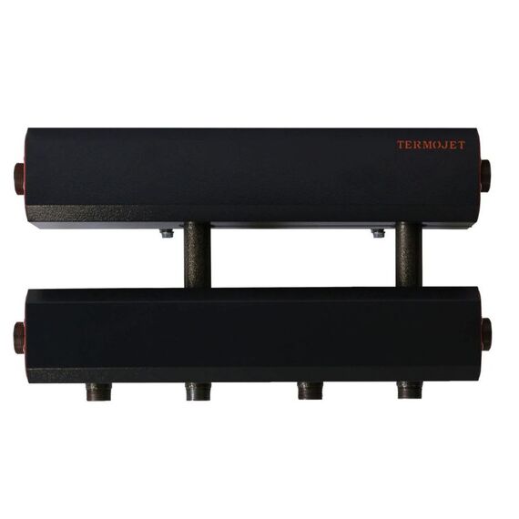 Коллектор Termojet  К22Н125(240) 2 + 1 контуров вниз, с изоляцией, Межосевое расстояние (мм): 240, Комплектация: Без гидрострелки, Изоляция: Да, Количество выходов: 2+1, Выходы контуров: Вниз, Диаметр подключения: 1 1/4" -  - obigriv
