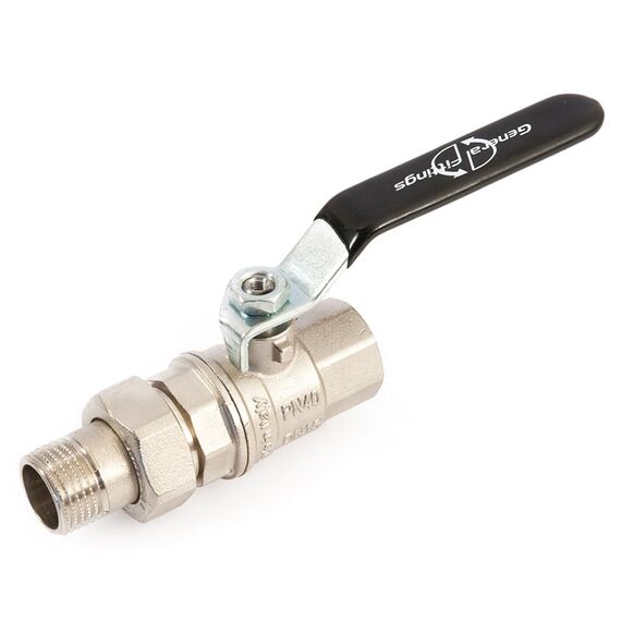 Кран шаровый с американкой General Fittings 1"1/2 полнопроходной, ручка -  - obigriv