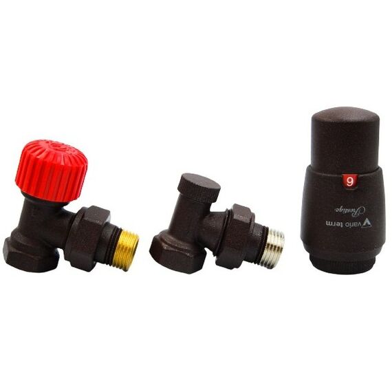 Термостатичний комплект радіаторний Vario Term Elegant, кутовий, матовий чорний -  - obigriv