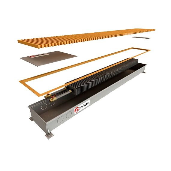 Внутрішньопідлоговий конвектор Polvax KE.230.1000.65, Тип конвектора: Без вентилятора, Довжина (мм): 1000, Глибина (мм): 65, Ширина (мм): 230 -  - obigriv