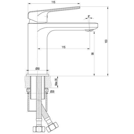 Смеситель для умывальника TOPAZ ODISS TO 18221-H52-WW - изображение [image_num] - obigriv