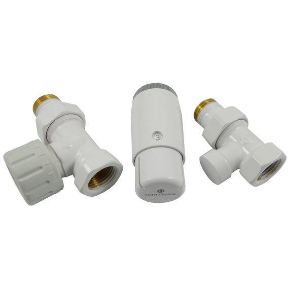 Комплект термостатичний Schlosser standart mini, білий, прямий, Виконання: Прямий, Колір: Білий -  - obigriv