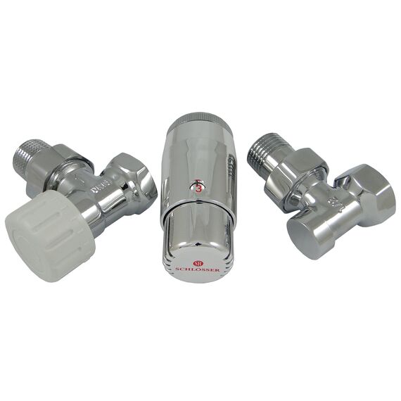 Комплект термостатический Schlosser standart mini, хром, угловой, Исполнение: Угловой, Цвет: Хром -  - obigriv