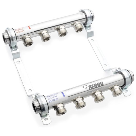 Коллектор Rehau HLV из нержавеющей стали 5 контуров, Количество выходов: 5, Тип коллектора: Простой, Диаметр вход/выход: 1", Диаметр подводов (контуров): 3/4" -  - obigriv